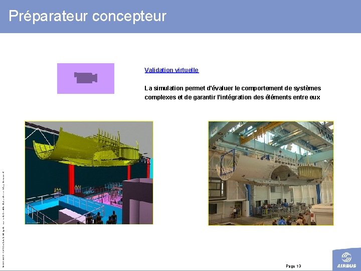 Préparateur concepteur Validation virtuelle © AIRBUS FRANCE S. All rights reserved. Confidential and proprietary