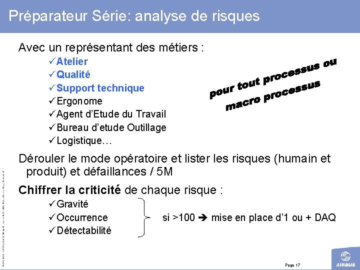 Préparateur Série: analyse de risques Avec un représentant des métiers : © AIRBUS FRANCE