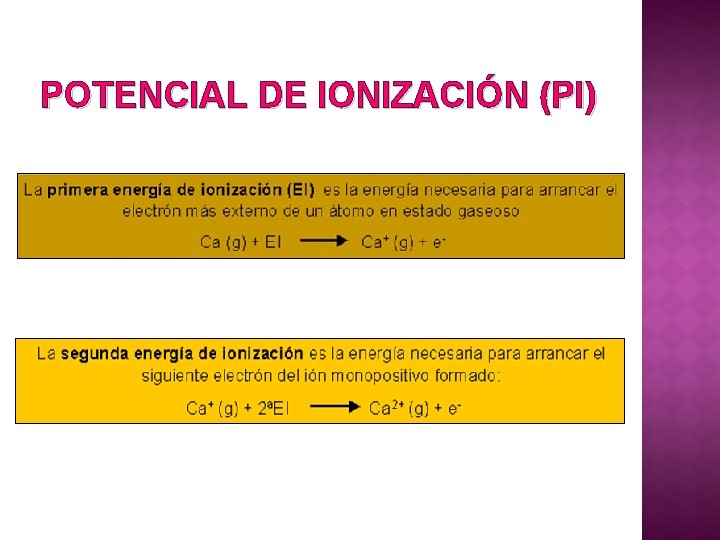 POTENCIAL DE IONIZACIÓN (PI) 