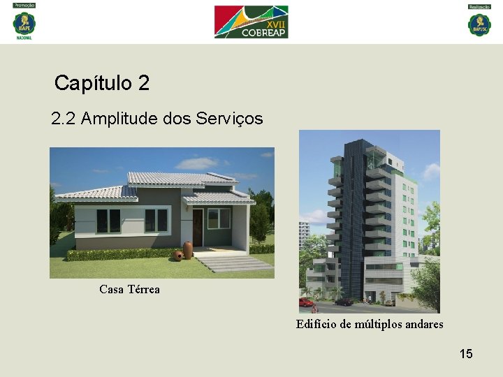 Capítulo 2 2. 2 Amplitude dos Serviços Casa Térrea Edifício de múltiplos andares 15