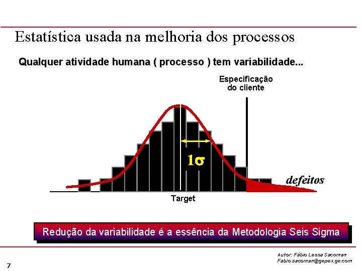 Estatística usada na melhoria dos processos Qualquer atividade humana ( processo ) tem variabilidade.