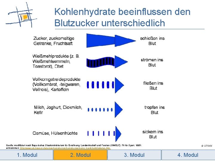 Kohlenhydrate beeinflussen den Blutzucker unterschiedlich Quelle: modifiziert nach Bayerisches Staatsministerium für Ernährung, Landwirtschaft und