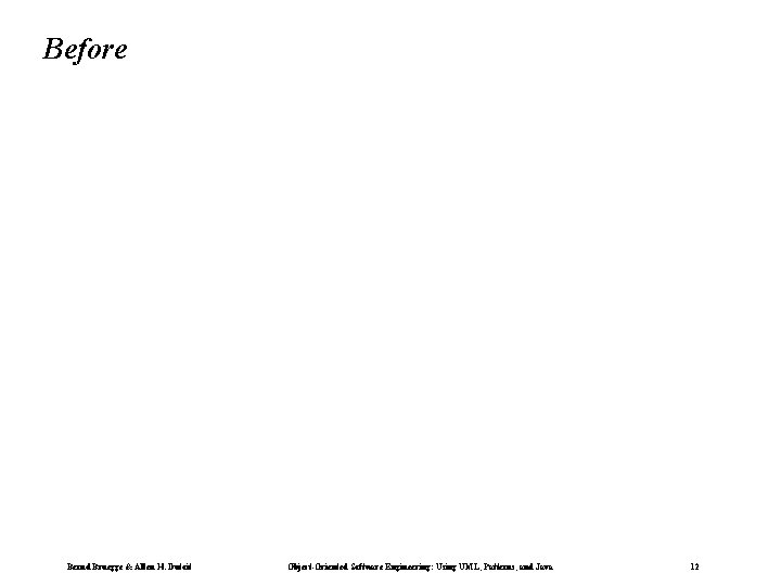 Before Bernd Bruegge & Allen H. Dutoit Object-Oriented Software Engineering: Using UML, Patterns, and