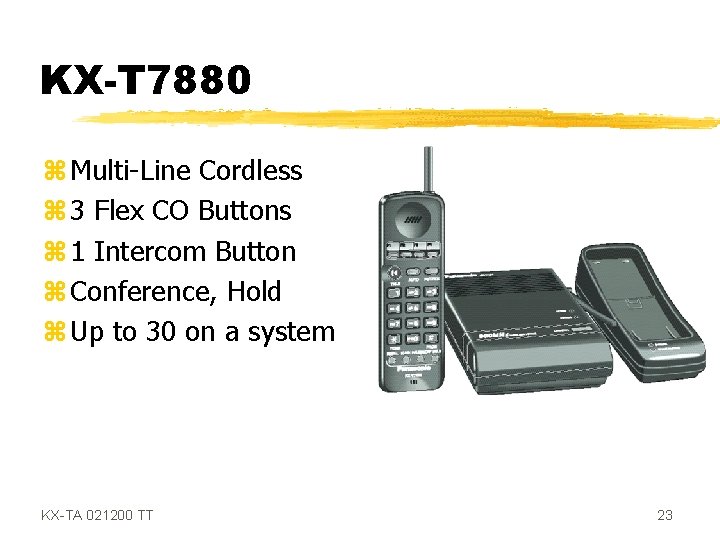 KX-T 7880 z Multi-Line Cordless z 3 Flex CO Buttons z 1 Intercom Button