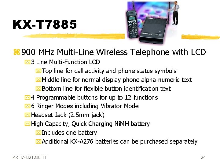 KX-T 7885 z 900 MHz Multi-Line Wireless Telephone with LCD y 3 Line Multi-Function