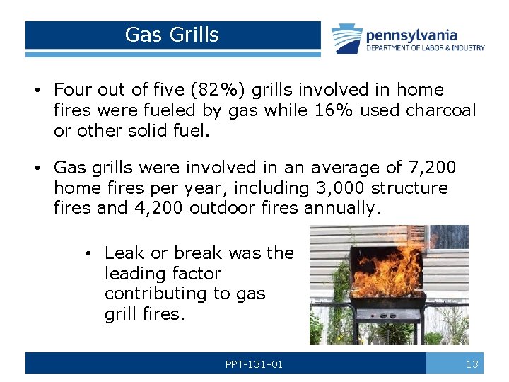 Gas Grills • Four out of five (82%) grills involved in home fires were