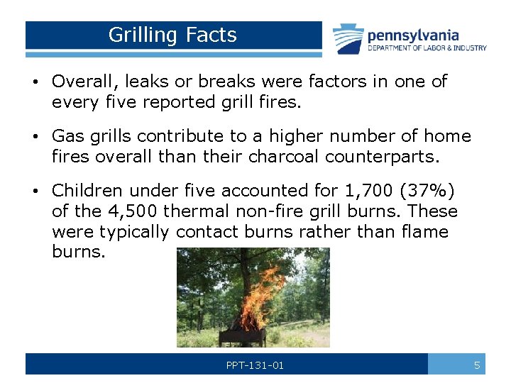 Grilling Facts • Overall, leaks or breaks were factors in one of every five