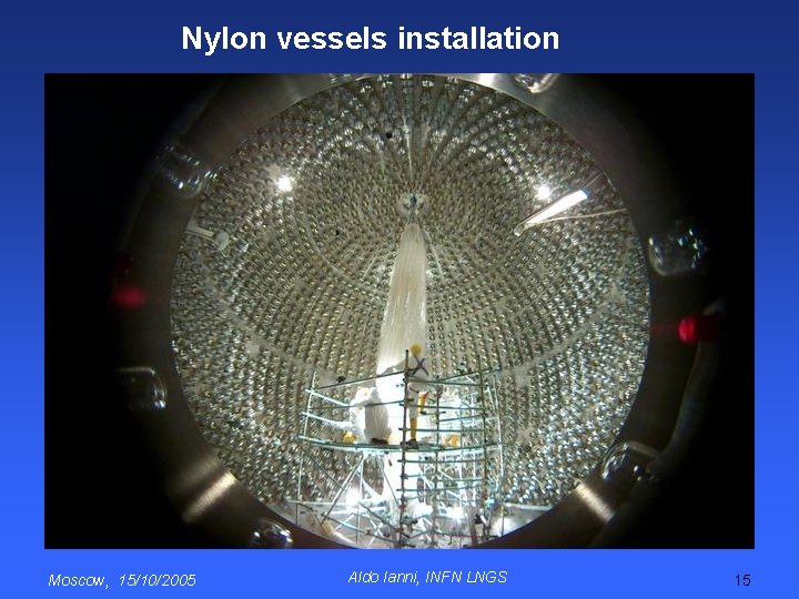 Nylon vessels installation Moscow, 15/10/2005 Aldo Ianni, INFN LNGS 15 
