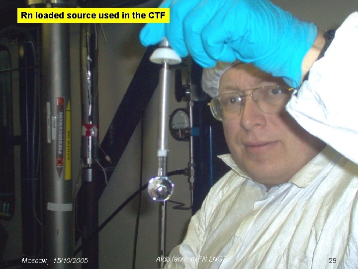 Rn loaded source used in the CTF Moscow, 15/10/2005 Aldo Ianni, INFN LNGS 29