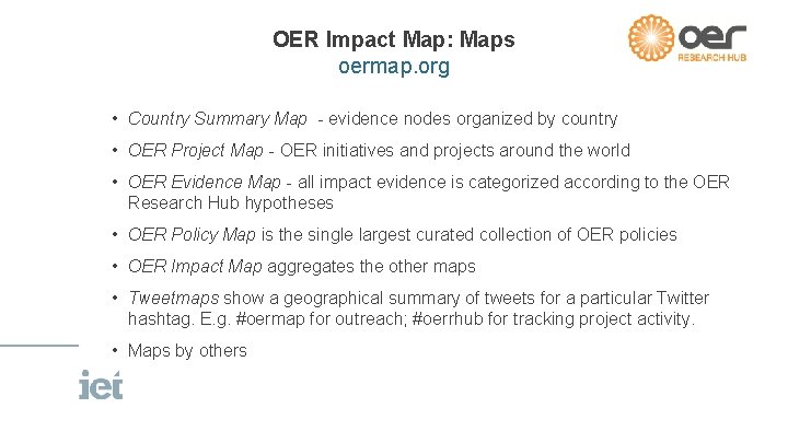 OER Impact Map: Maps oermap. org • Country Summary Map - evidence nodes organized
