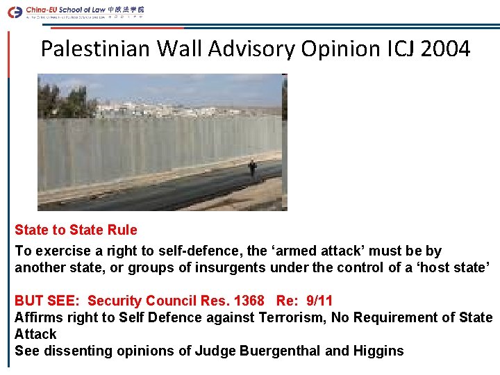 Palestinian Wall Advisory Opinion ICJ 2004 State to State Rule To exercise a right