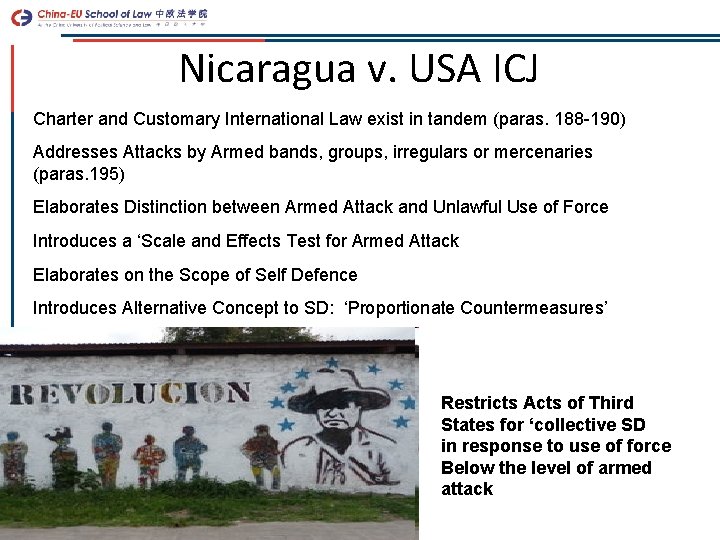 Nicaragua v. USA ICJ Charter and Customary International Law exist in tandem (paras. 188