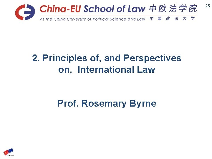 Slide 25 2. Principles of, and Perspectives on, International Law Prof. Rosemary Byrne 