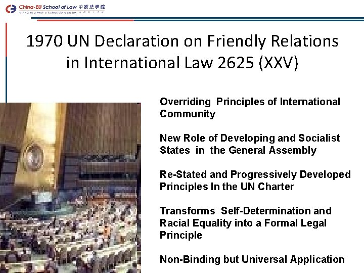 1970 UN Declaration on Friendly Relations in International Law 2625 (XXV) Overriding Principles of