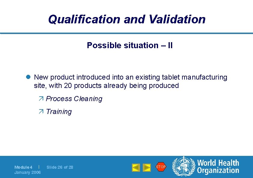 Qualification and Validation Possible situation – II l New product introduced into an existing