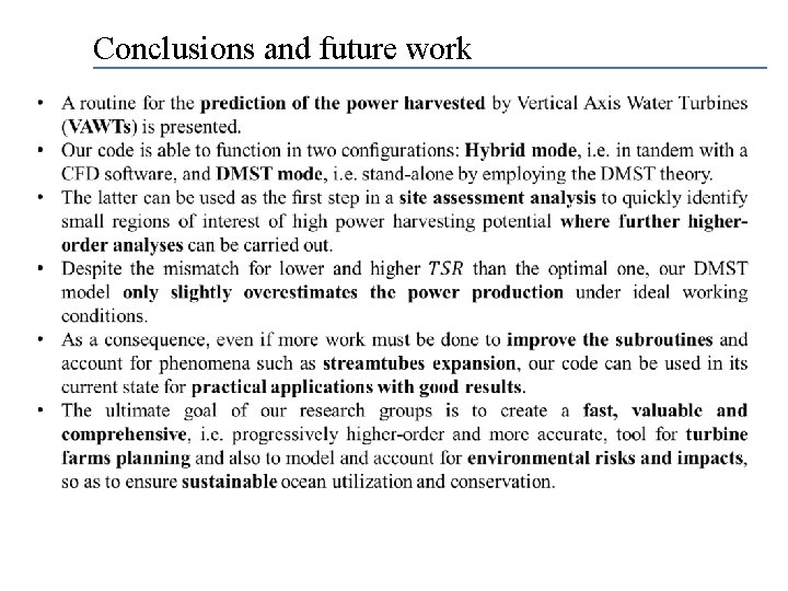 Conclusions and future work 