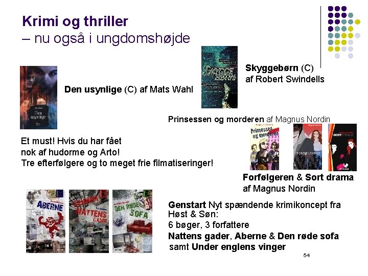 Krimi og thriller – nu også i ungdomshøjde Skyggebørn (C) af Robert Swindells Den