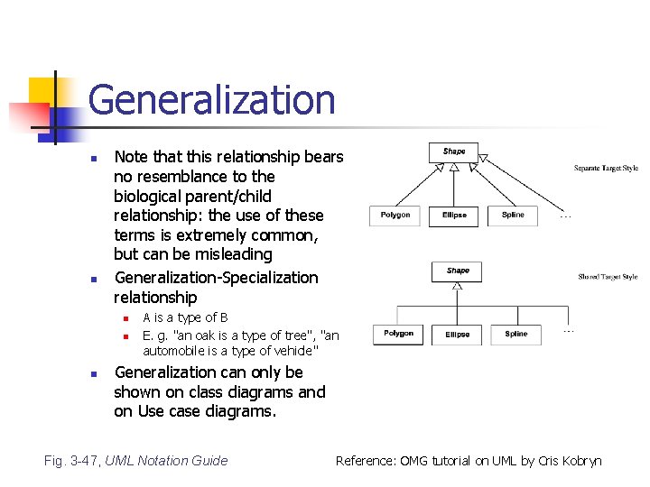 Generalization n n Note that this relationship bears no resemblance to the biological parent/child