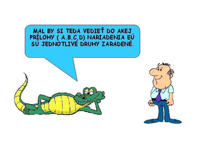 MAL BY SI TEDA VEDIEŤ DO AKEJ PRÍLOHY ( A, B, C, D) NARIADENIA