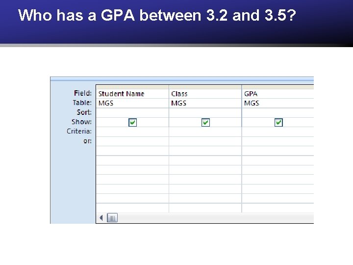 Who has a GPA between 3. 2 and 3. 5? 