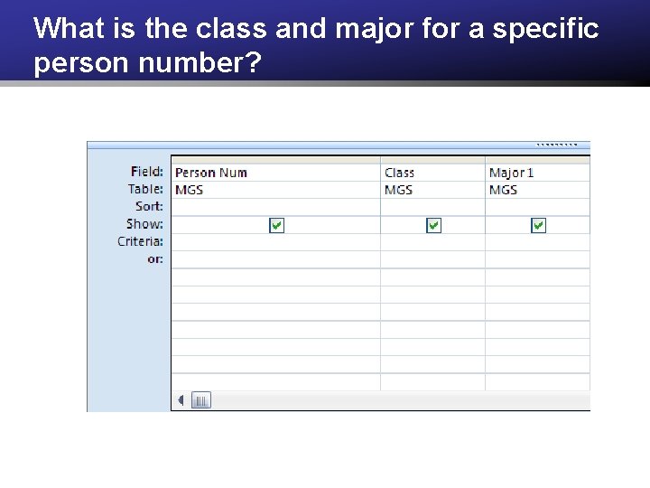 What is the class and major for a specific person number? 