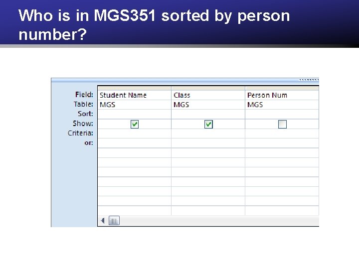 Who is in MGS 351 sorted by person number? 