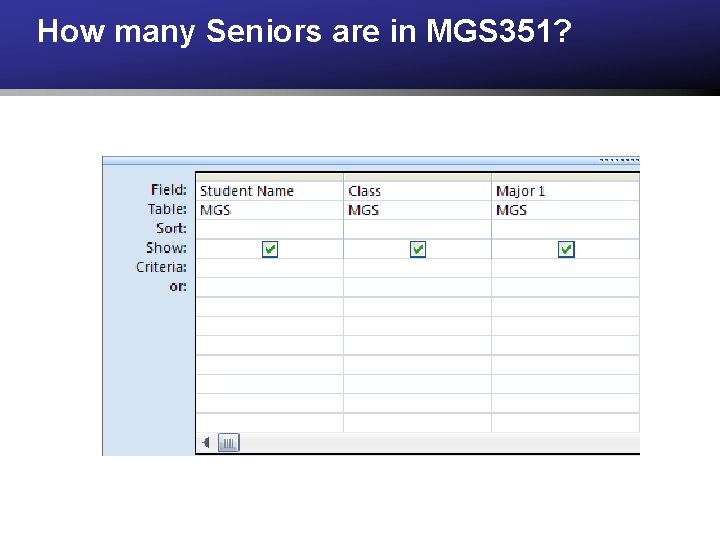 How many Seniors are in MGS 351? 