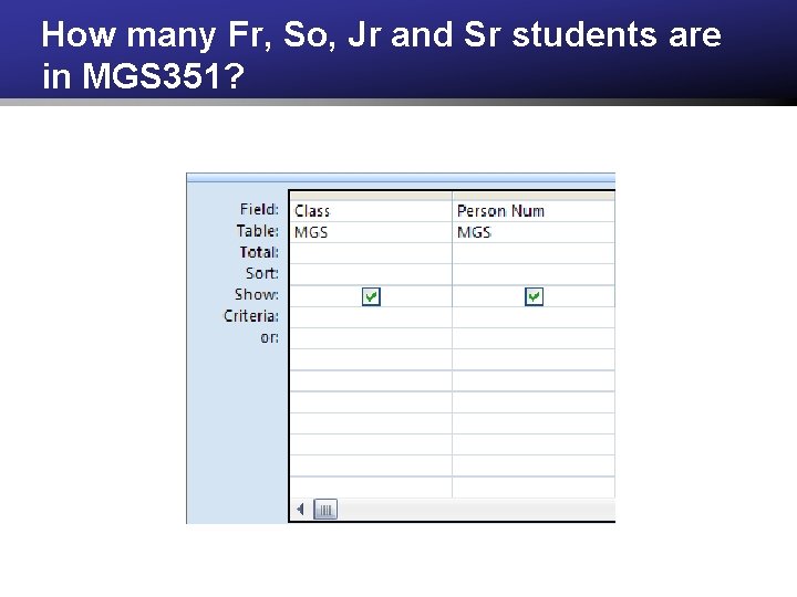 How many Fr, So, Jr and Sr students are in MGS 351? 