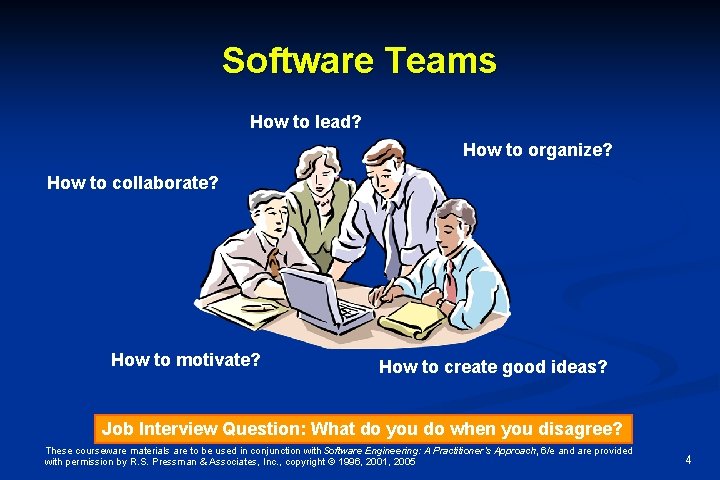 Software Teams How to lead? How to organize? How to collaborate? How to motivate?