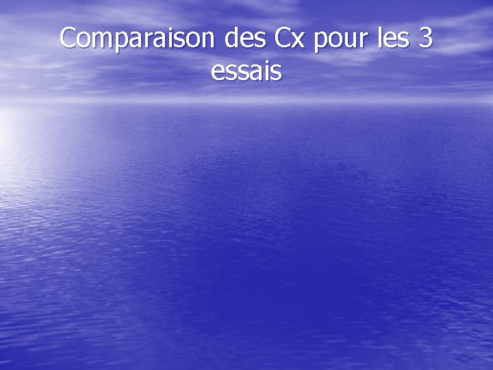 Comparaison des Cx pour les 3 essais 