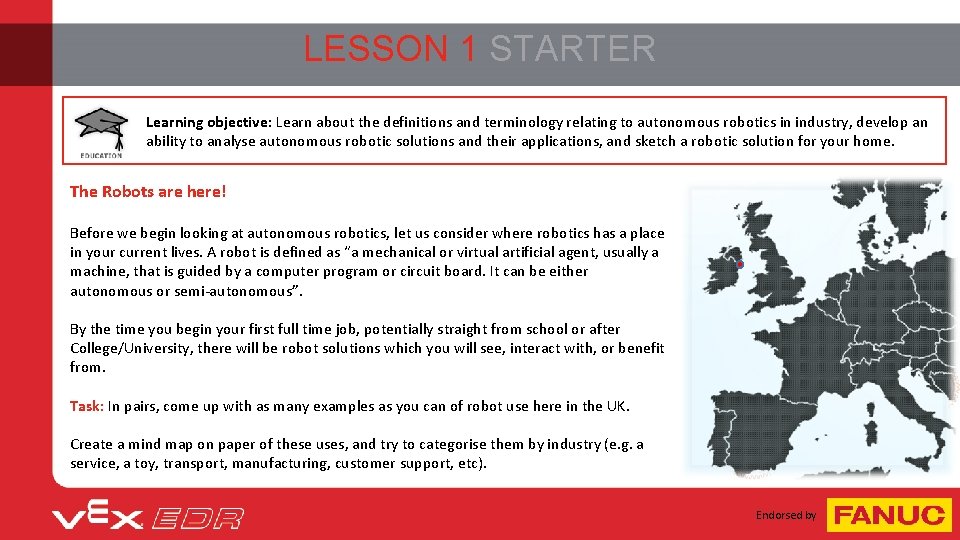 LESSON 1 STARTER Learning objective: Learn about the definitions and terminology relating to autonomous