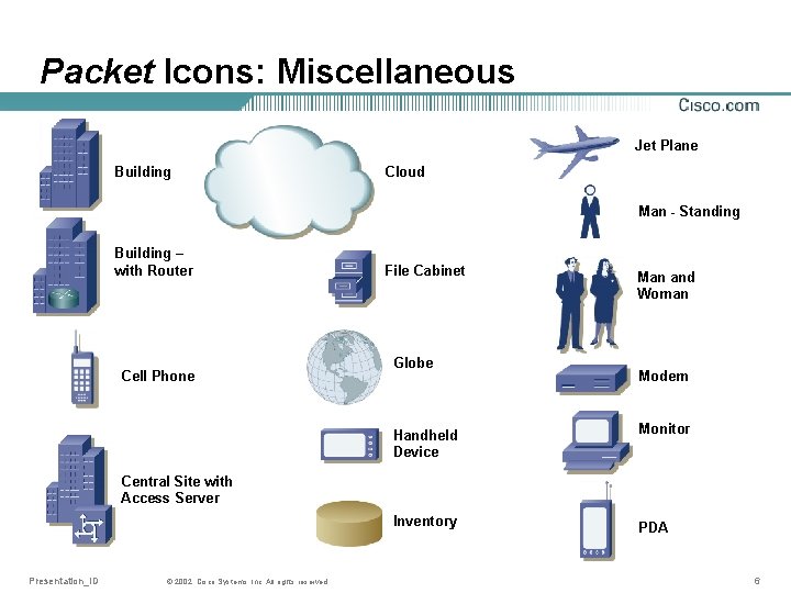 Packet Icons: Miscellaneous Jet Plane Building Cloud Man - Standing Building – with Router