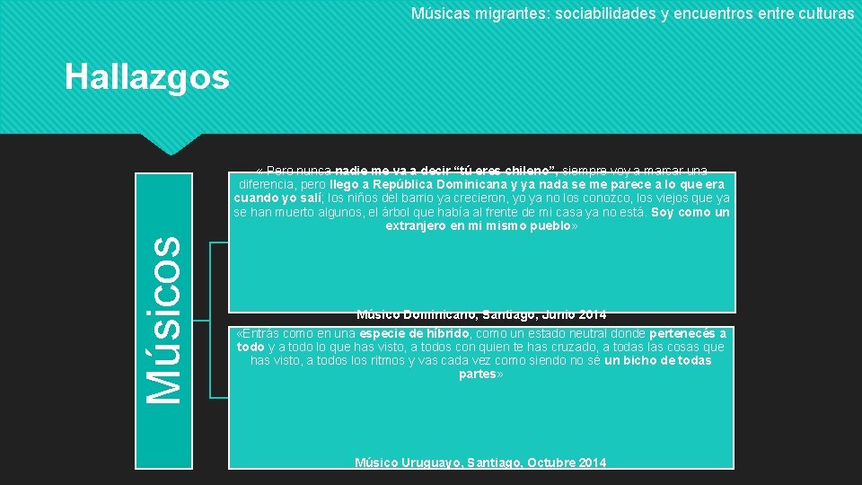 Músicas migrantes: sociabilidades y encuentros entre culturas Hallazgos Músicos « Pero nunca nadie me