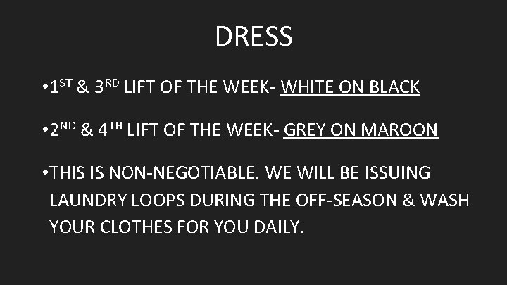DRESS • 1 ST & 3 RD LIFT OF THE WEEK- WHITE ON BLACK