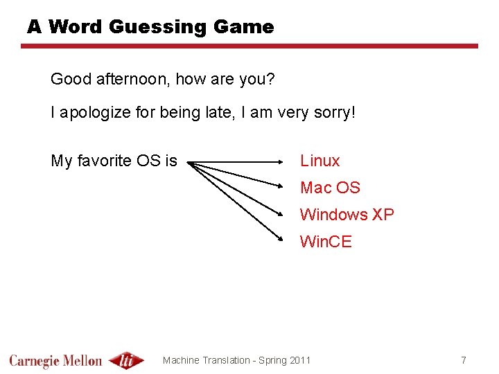 A Word Guessing Game Good afternoon, how are you? I apologize for being late,