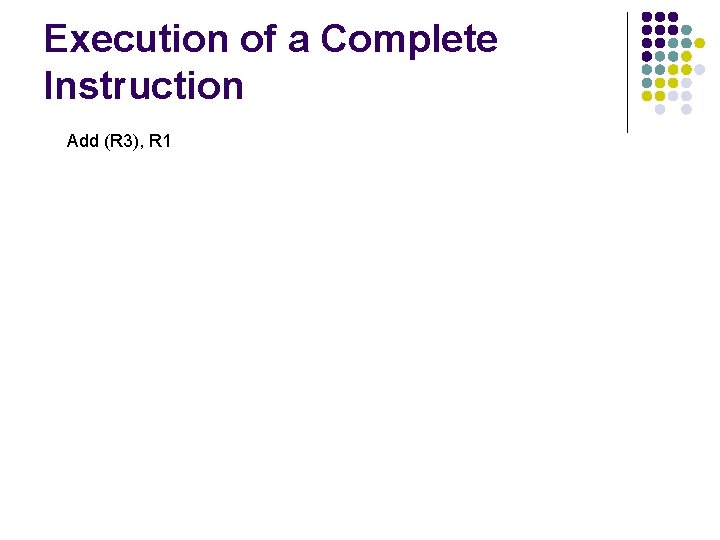 Execution of a Complete Instruction Add (R 3), R 1 