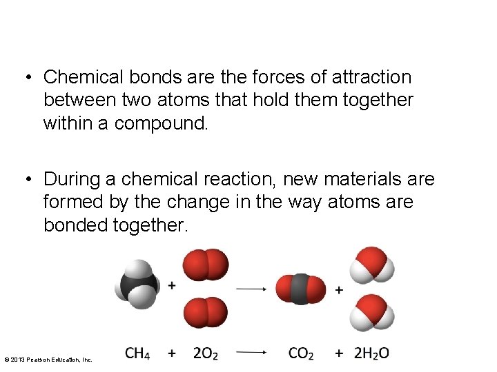  • Chemical bonds are the forces of attraction between two atoms that hold