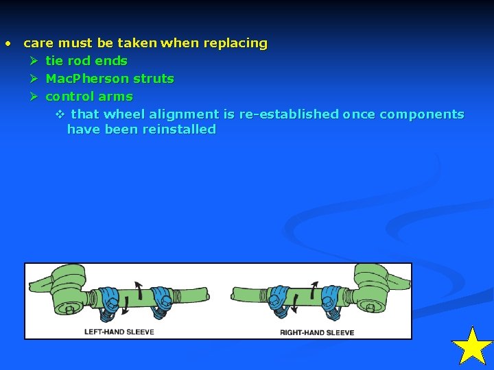  • care must be taken when replacing Ø tie rod ends Ø Mac.