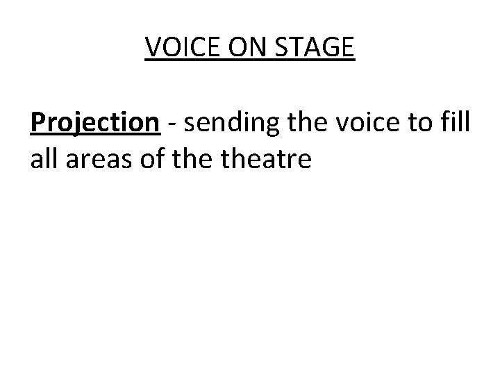 VOICE ON STAGE Projection - sending the voice to fill areas of theatre 