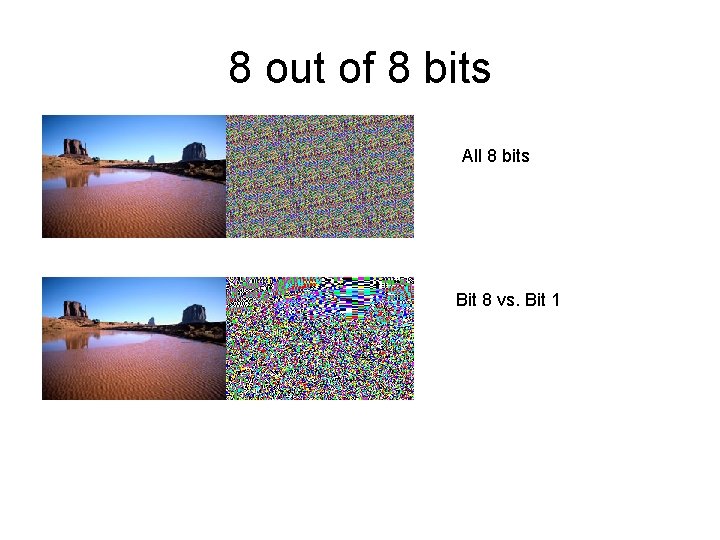 8 out of 8 bits All 8 bits Bit 8 vs. Bit 1 