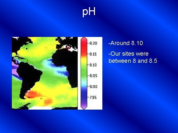 p. H -Around 8. 10 -Our sites were between 8 and 8. 5 