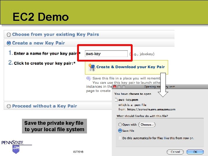EC 2 Demo Save the private key file to your local file system IST