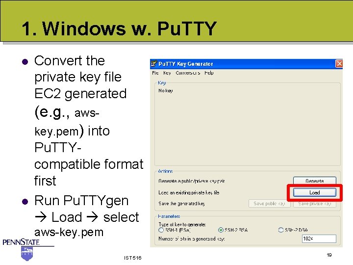 1. Windows w. Pu. TTY l Convert the private key file EC 2 generated