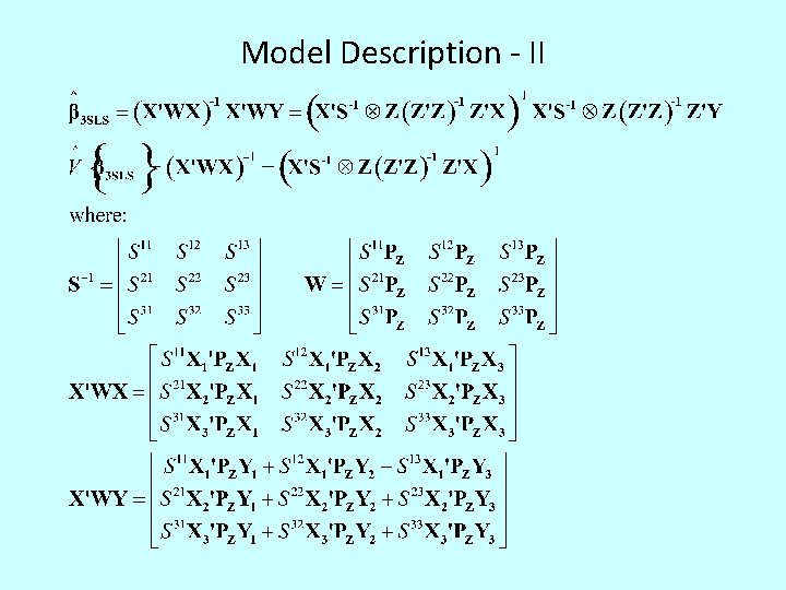 Model Description - II 