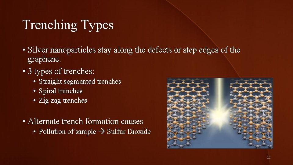 Trenching Types • Silver nanoparticles stay along the defects or step edges of the