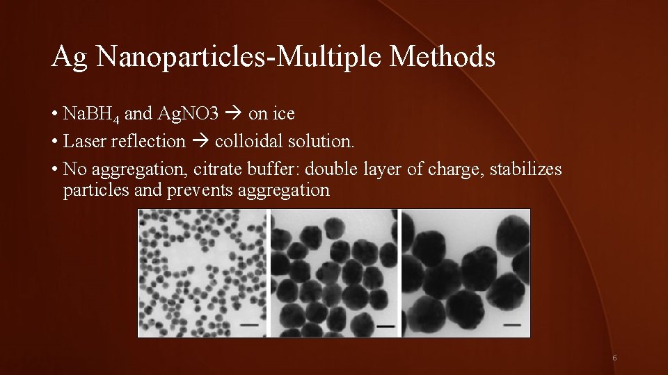Ag Nanoparticles-Multiple Methods • Na. BH 4 and Ag. NO 3 on ice •