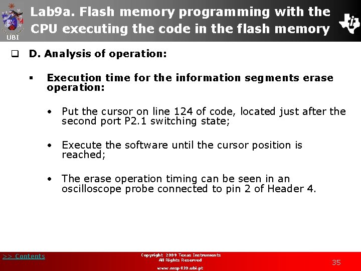 UBI Lab 9 a. Flash memory programming with the CPU executing the code in