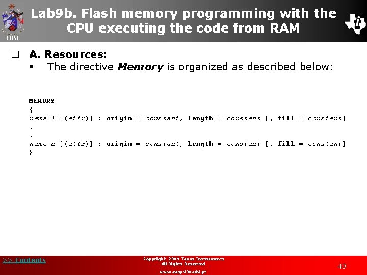 UBI Lab 9 b. Flash memory programming with the CPU executing the code from