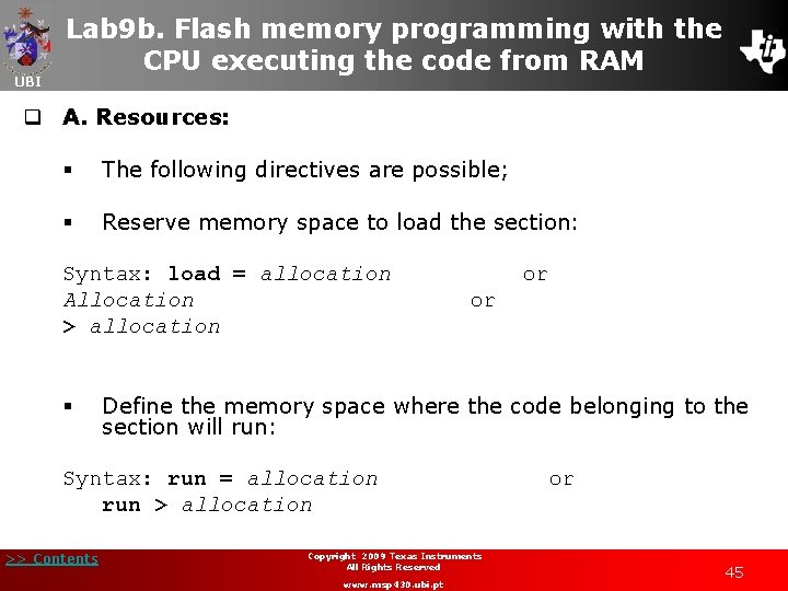 UBI Lab 9 b. Flash memory programming with the CPU executing the code from