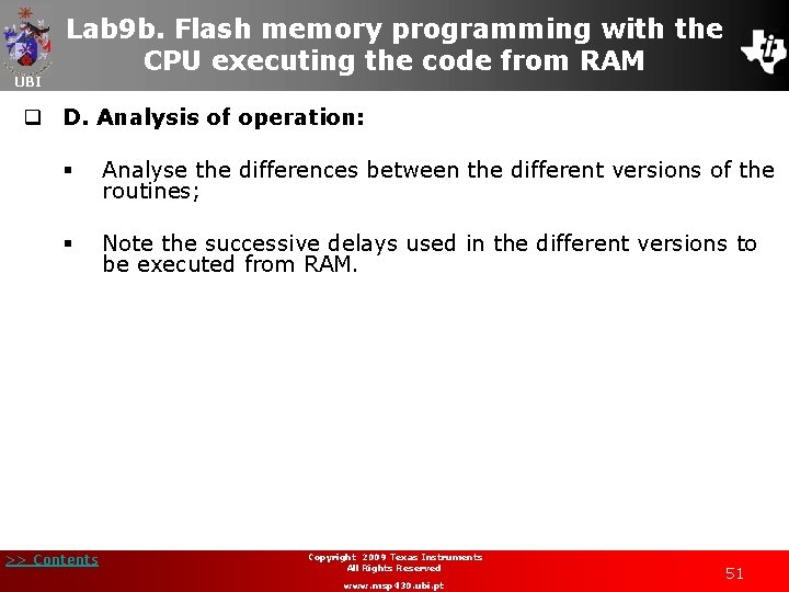 UBI Lab 9 b. Flash memory programming with the CPU executing the code from